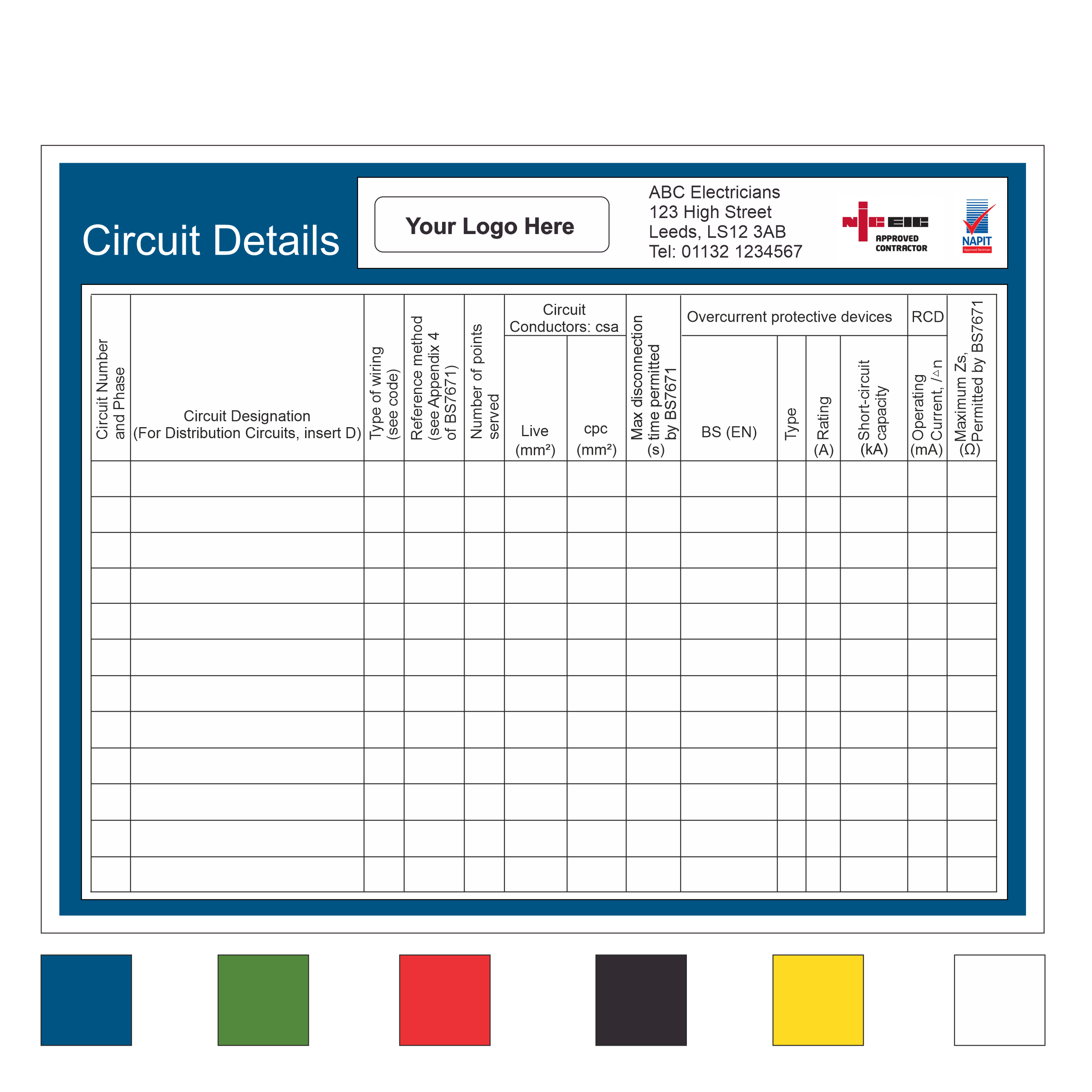Electrical Circuit Details Panel Label – Sticker Boss