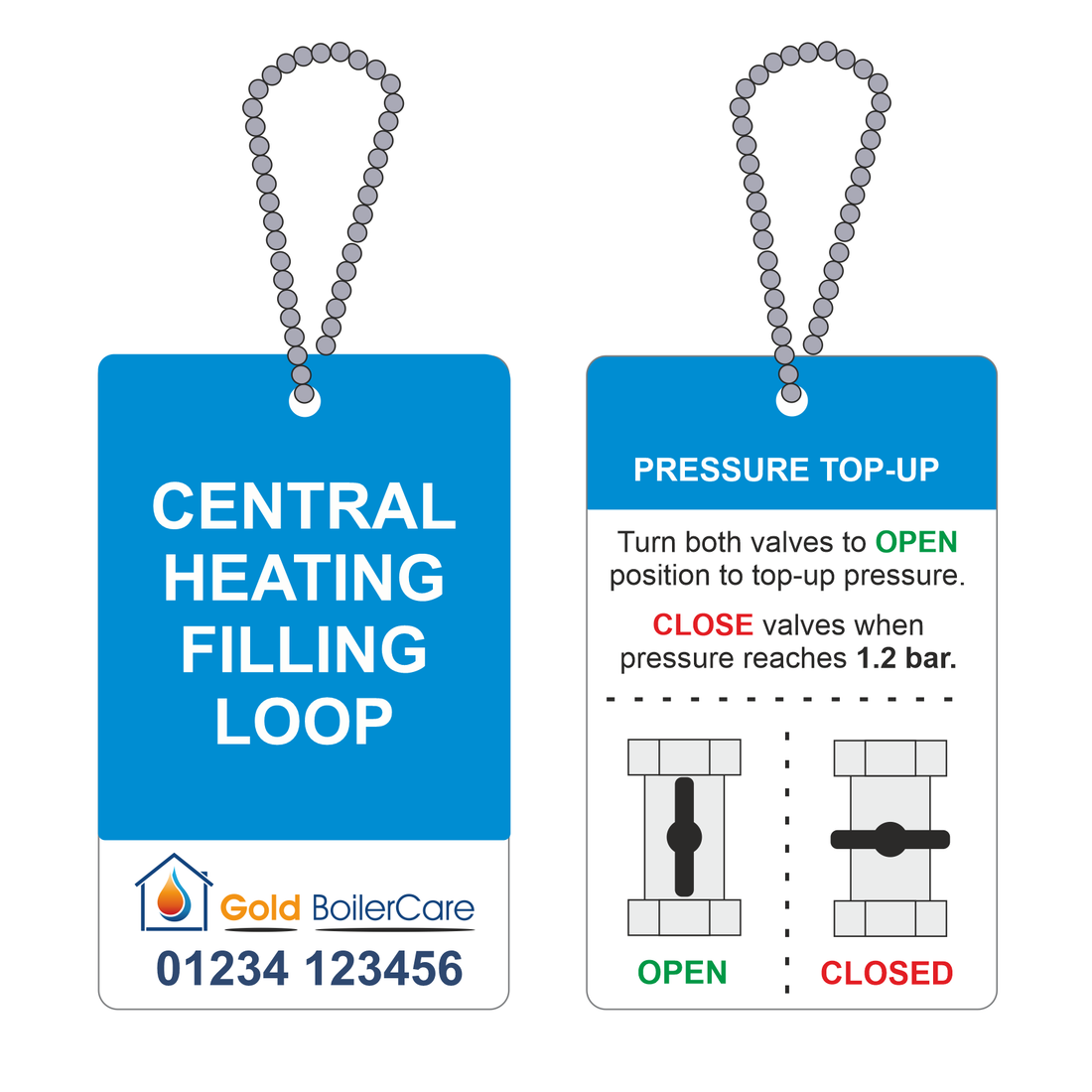 Central Heating Filling Loop Pressure Top Up Tag – Sticker Boss